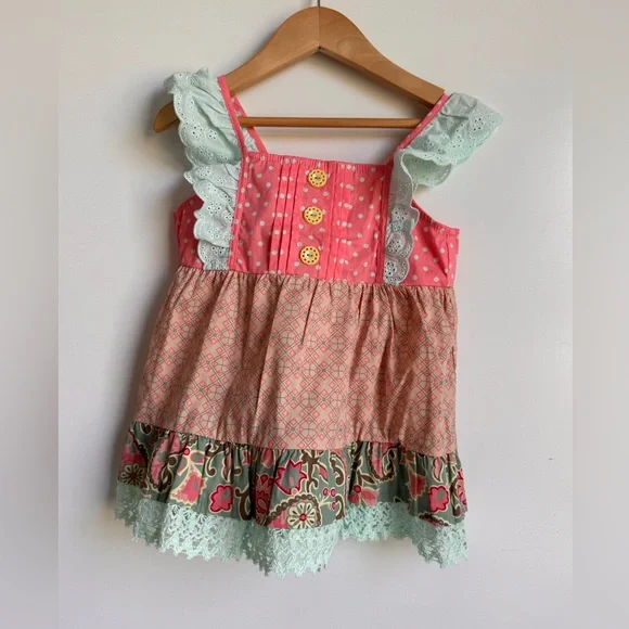 Matilda Jane Cooling Off Tunic Shirt Girls 6T  Happy‎ and Free Eyelet Lace NEW - Picture 2 of 9